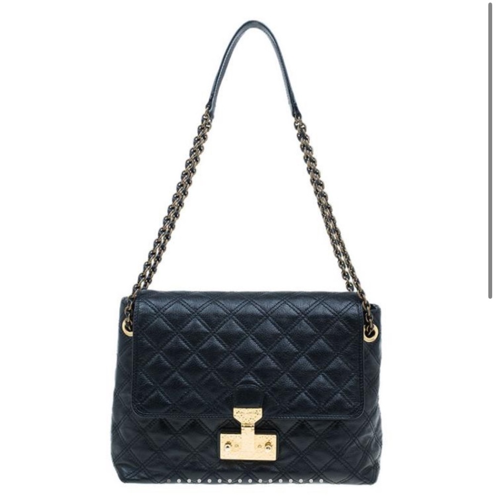 Like new Marc Jacobs large Black Quilted LeatherBaroque Single Shoulder Bag